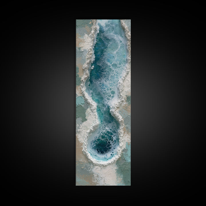Blue Lagoon Water Seen from Above Framed Canvas Print, Spa Art, Salon Decor, Spa Decor, Fine Art, Serenity, Statement Artwork, SPA-1x3-80