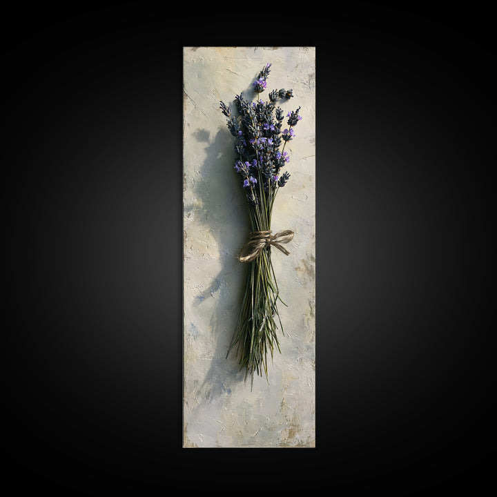 Lavender Bundle with Soft Shadow Framed Canvas Print, Spa Art, Boho Decor, Spa Decor, Oil Painting, Serenity, Printable Art, SPA-1x3-91