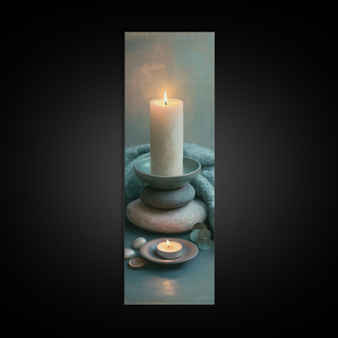Warm Candle Flame Canvas Print, Spa Art, Wall Art Print, Spa Decor, Fine Art, Serenity, Animal Art, Modern Home Decor, SPA-1x3-93