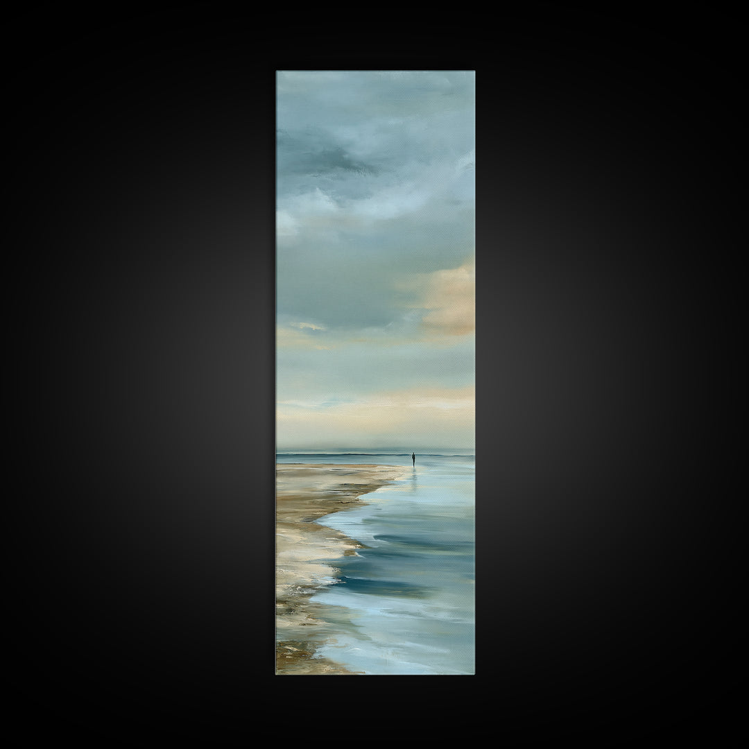 Coastal Horizon in Muted Spa Blues Canvas Print, Spa Art, Art Print, Spa Decor, Serenity, Botanical Art, Nature Prints, SPA-1x3-94