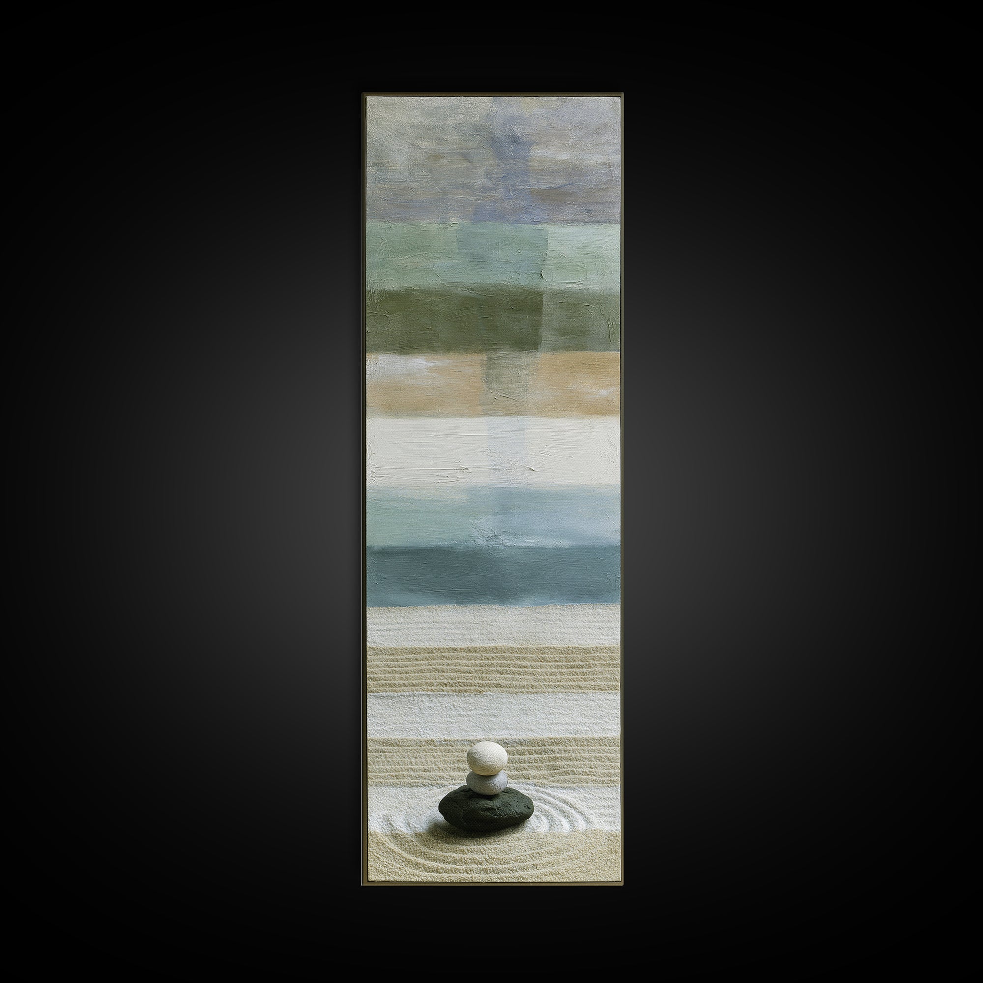Sand Garden Lines Framed Canvas Print, Spa Art, Dog Canvas, Spa Decor, Fine Art, Serenity, Art Print, Room Decor, SPA-1x3-96