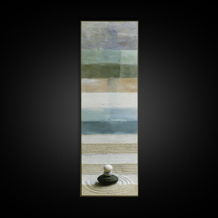 Sand Garden Lines Framed Canvas Print, Spa Art, Dog Canvas, Spa Decor, Fine Art, Serenity, Art Print, Room Decor, SPA-1x3-96