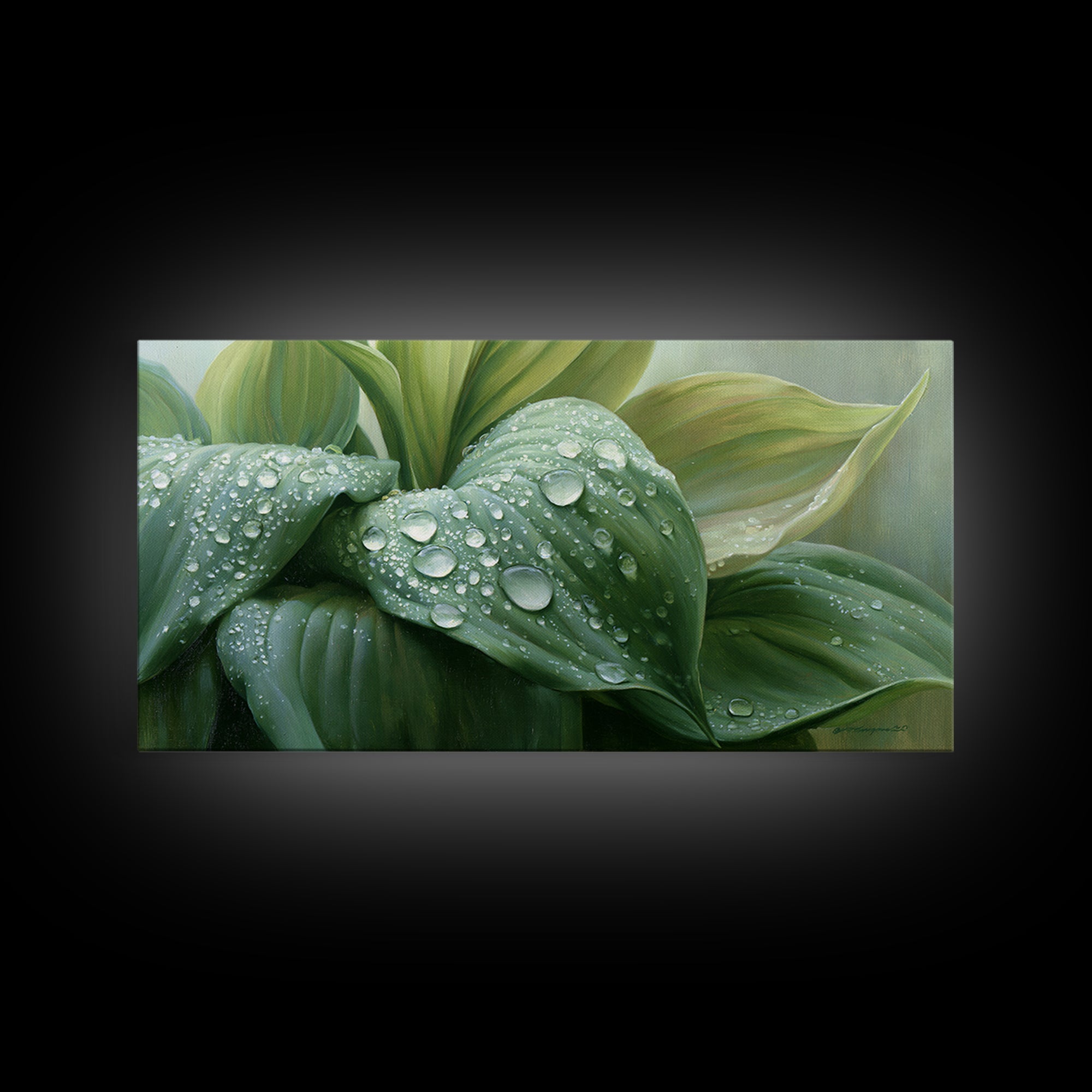 Rain on Leaves Framed Canvas Print, Spa Art, Art Print, Spa Decor, Serenity, Botanical Art, Nature Prints, Travel Poster, SPA-2x1-12