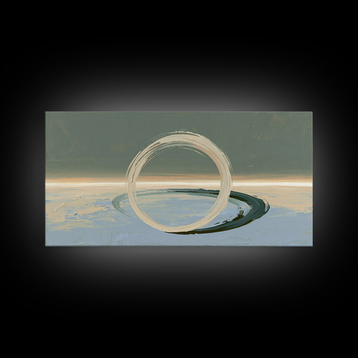 Minimal Zen Circle Brushstroke Framed Canvas Print, Spa Art, Minimalist Decor, Spa Decor, Fine Art, Serenity, Contemporary Art, SPA-2x1-28