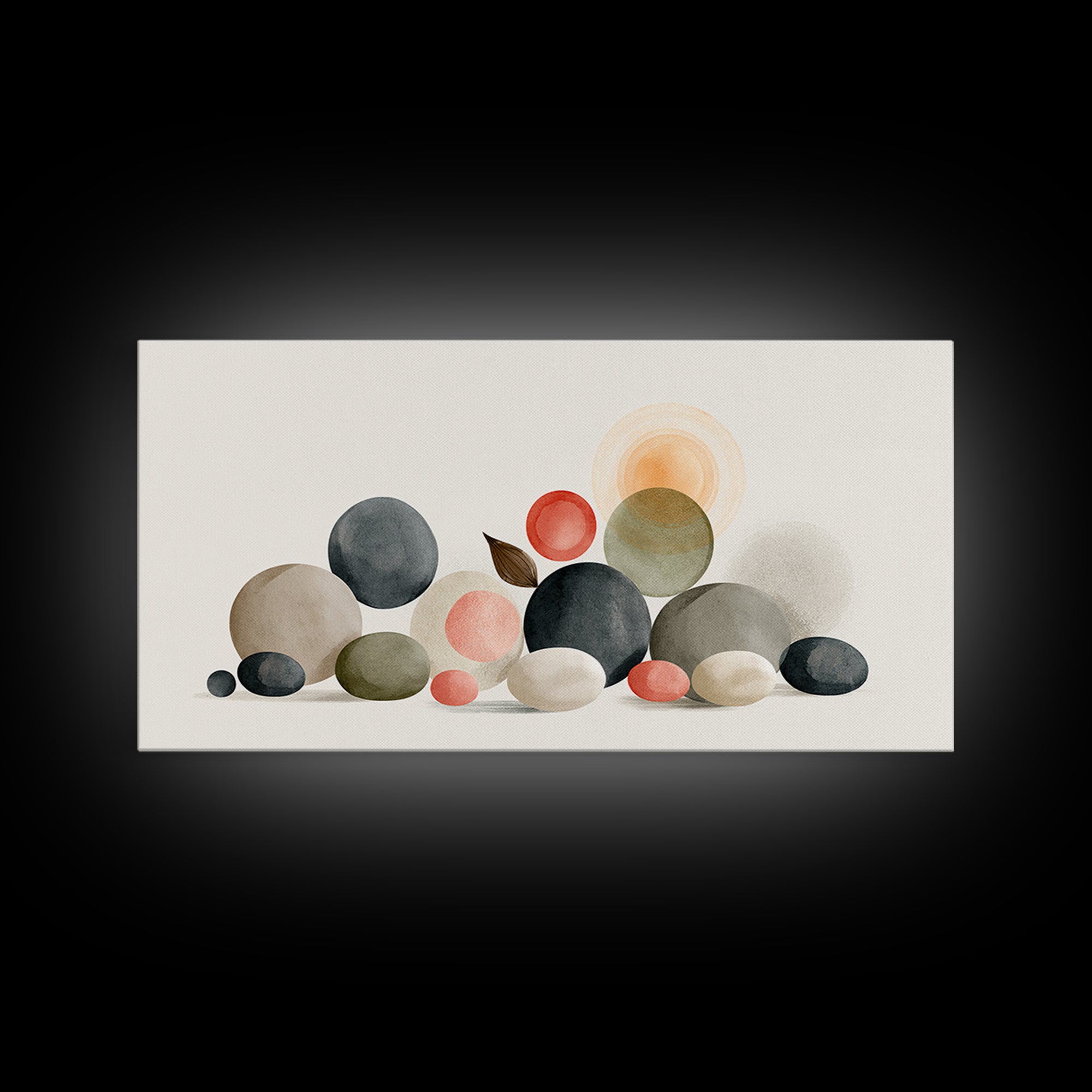 Pebble Texture Abstract Framed Canvas Print, Spa Art, Wall Art, Spa Decor, Abstract Art, Serenity, Dog Wall Art, Abstract Print, SPA-2x1-35