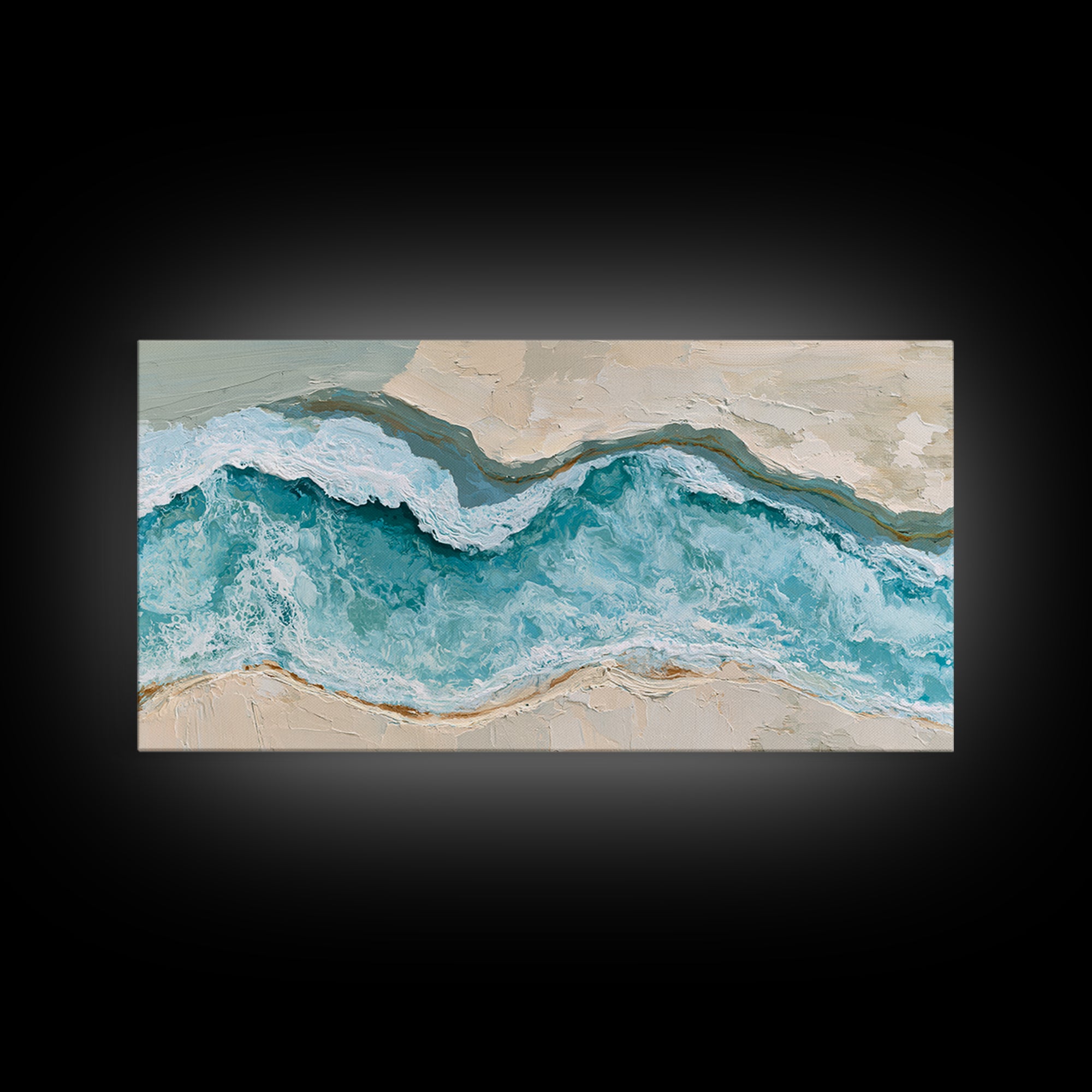 Blue Lagoon Water Seen from Above Framed Canvas Print, Spa Art, Art, Spa Decor, Serenity, Abstract Print, Minimalist Art, SPA-2x1-40