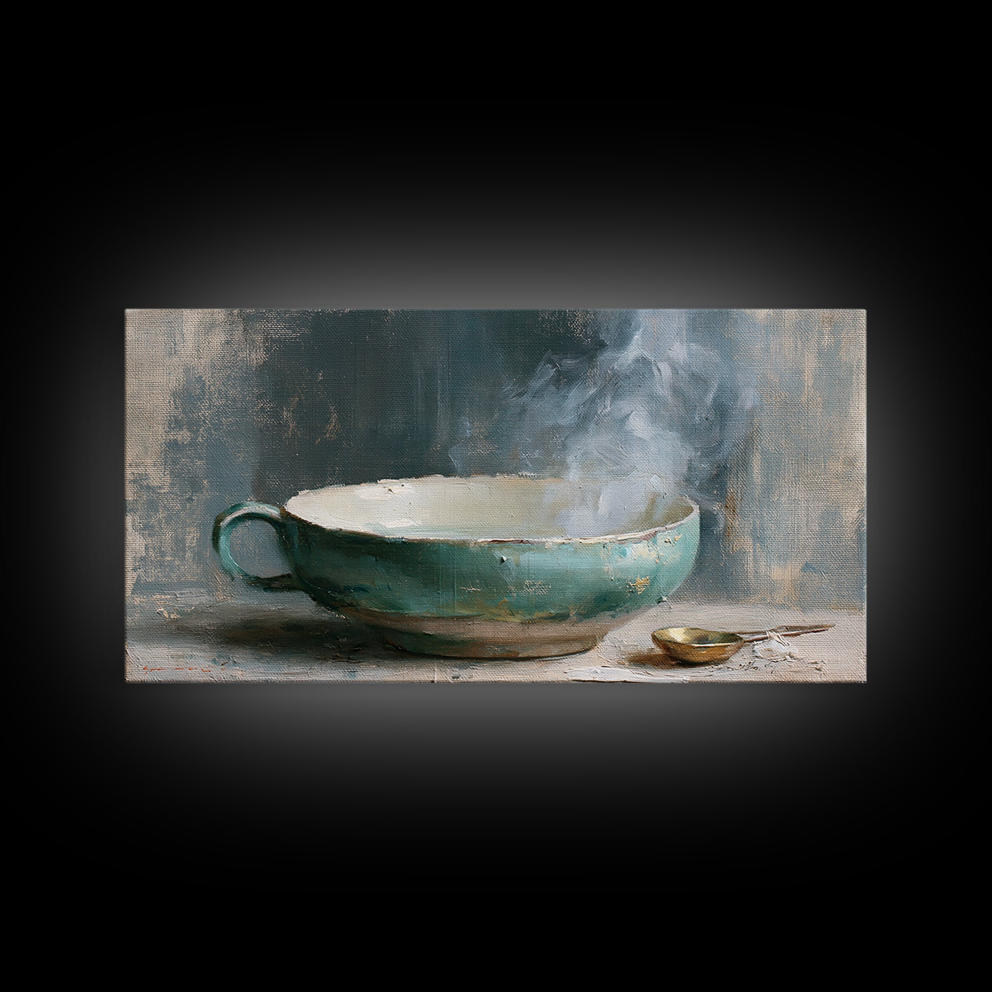 Tea Bowl and Steam Still Life Framed Canvas Print, Spa Art, Art Print, Spa Decor, Serenity, Botanical Art, Nature Prints, SPA-2x1-42