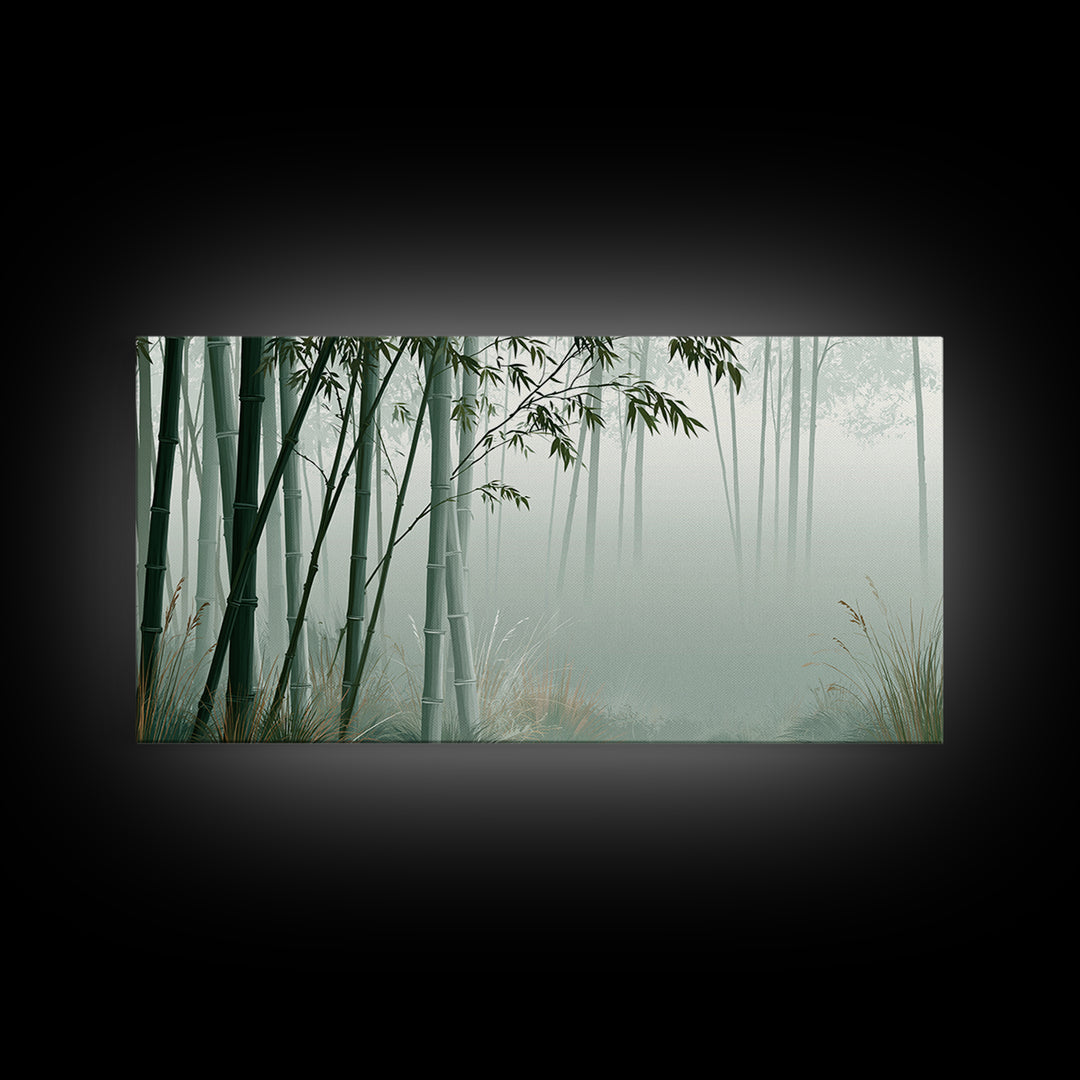 Misty Bamboo Forest Canvas Print, Spa Art, Dog Wall Art, Spa Decor, Fine Art, Serenity, Dog Canvas, Esthetician Decor, SPA-2x1-49