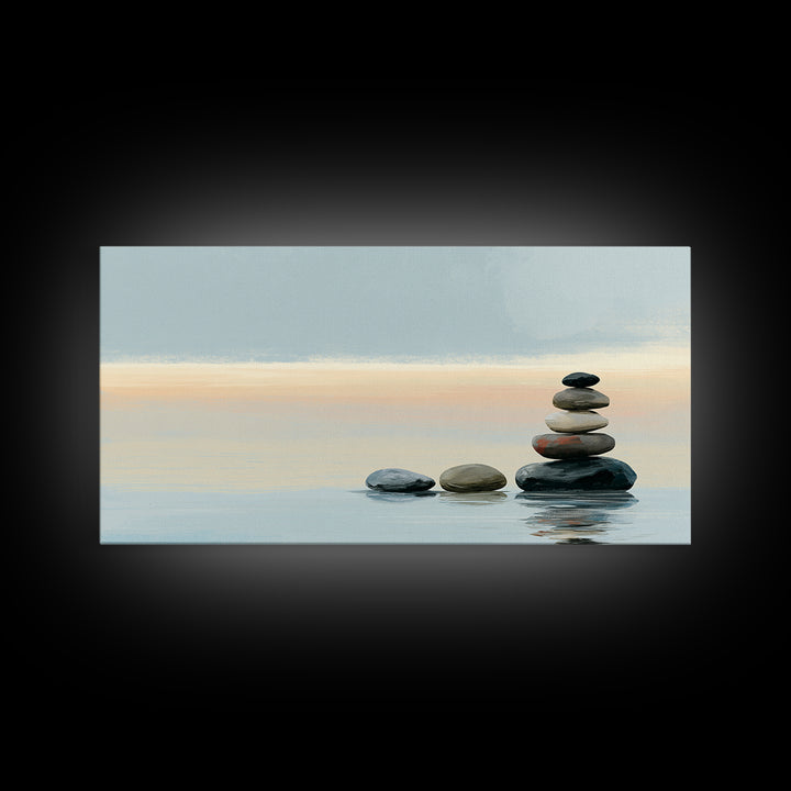 Coastal Horizon in Muted Spa Blues Canvas Print, Spa Art, Printable Wall Art, Spa Decor, Fine Art, Serenity, Feminine Wall Art, SPA-2x1-54