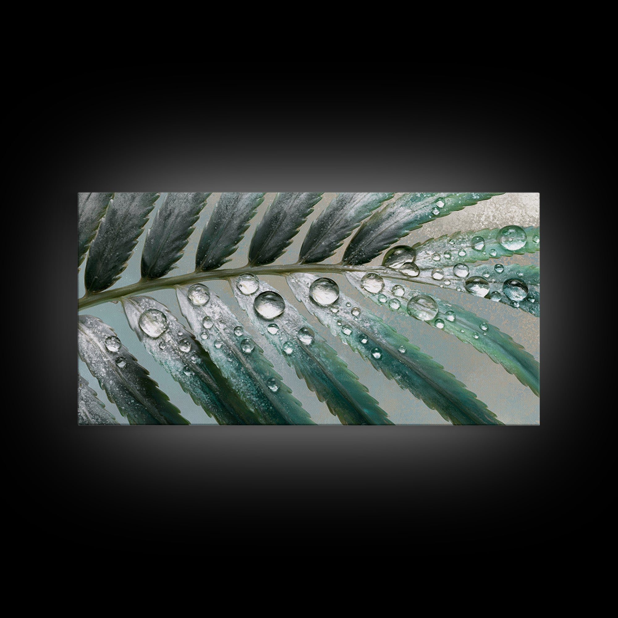 Fern Leaf Closeup Framed Canvas Print, Spa Art, Feminine Wall Art, Spa Decor, Fine Art, Serenity, Hair Salon Wall Art, SPA-2x1-55