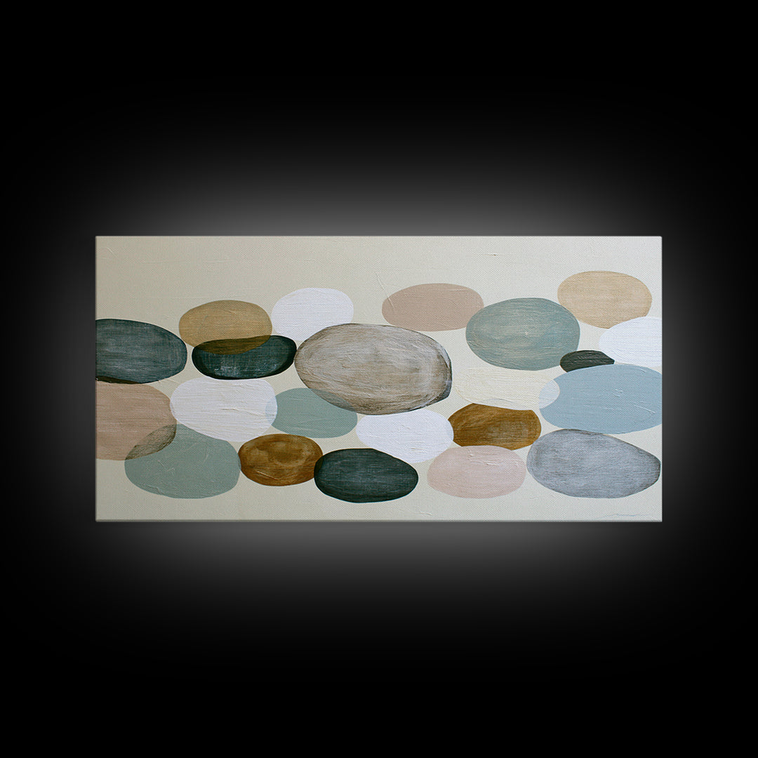 Pebble Texture Abstract Framed Canvas Print, Spa Art, City Art, Spa Decor, Abstract Art, Serenity, Boho Decor, SPA-2x1-59