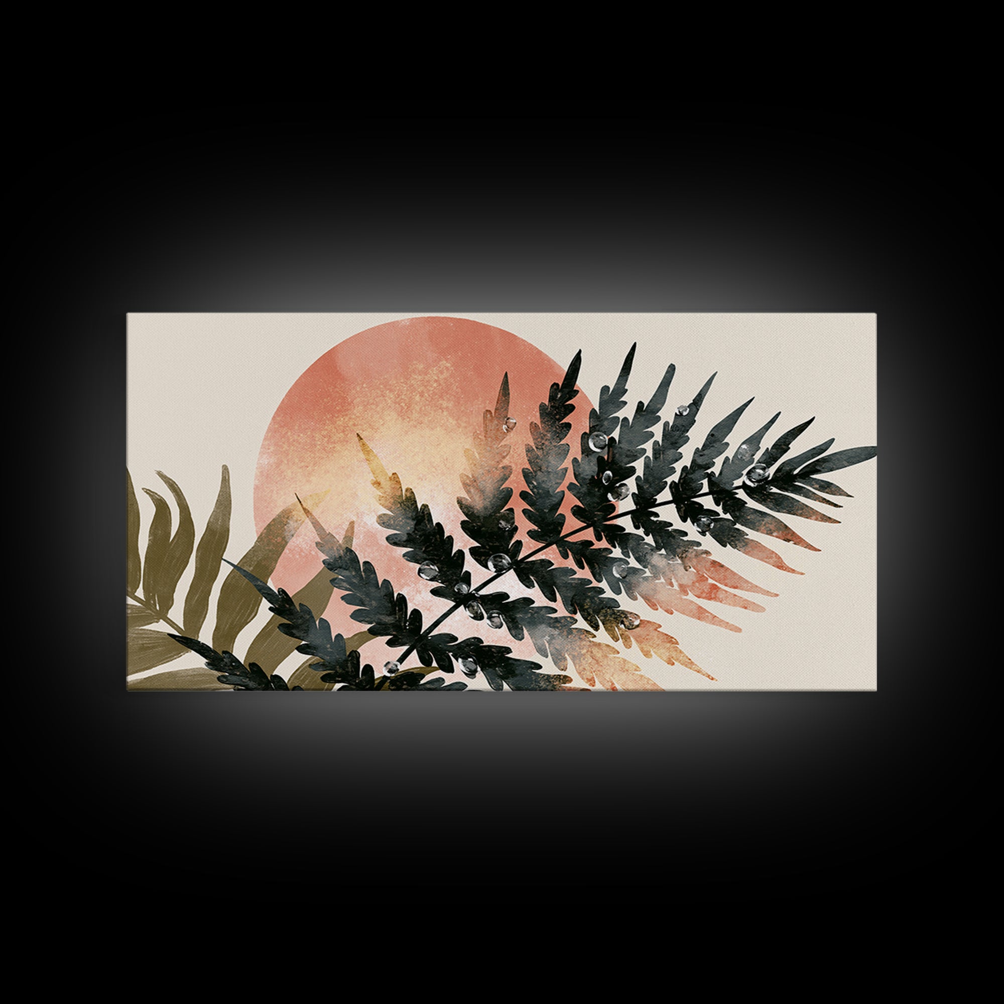 Fern Leaf Closeup Framed Canvas Print, Spa Art, Printable Art, Spa Decor, Watercolor Art, Serenity, Fine Art Photography, SPA-2x1-7