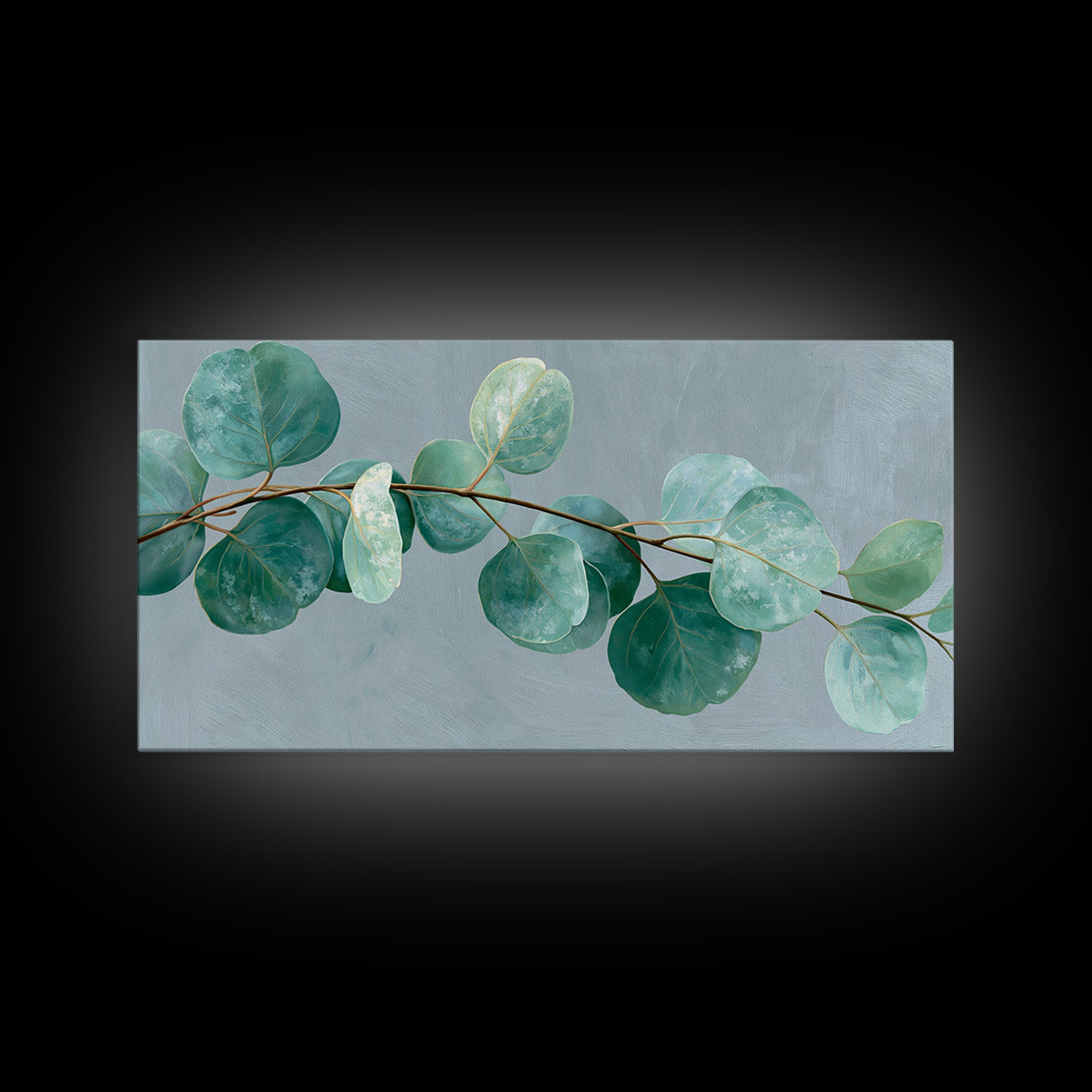 Eucalyptus Branch in Soft Green Watercolor Canvas Print, Spa Art, Dog Canvas, Spa Decor, Fine Art, Serenity, Art Print, SPA-2x1-71