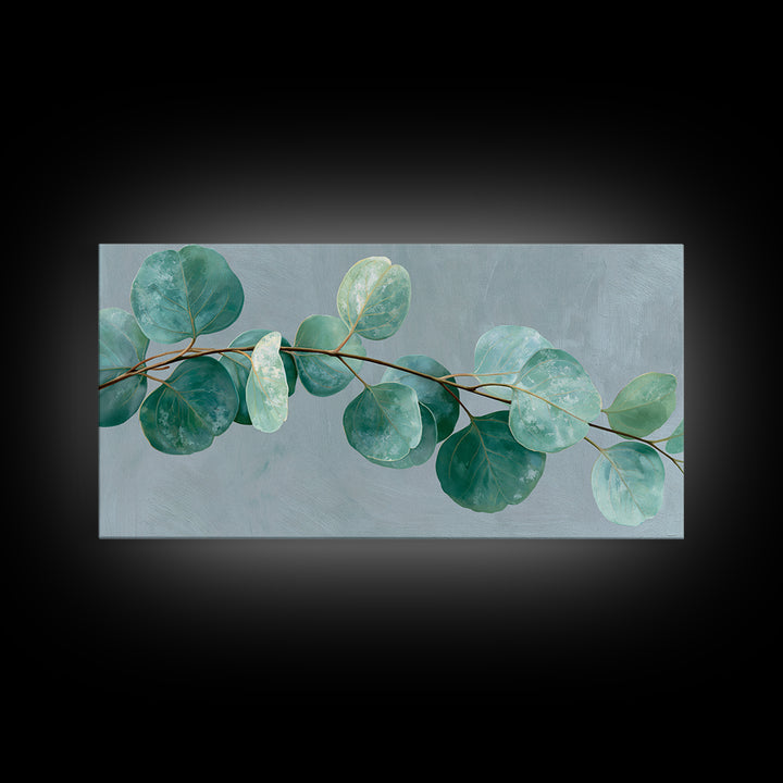 Eucalyptus Branch in Soft Green Watercolor Canvas Print, Spa Art, Dog Canvas, Spa Decor, Fine Art, Serenity, Art Print, SPA-2x1-71