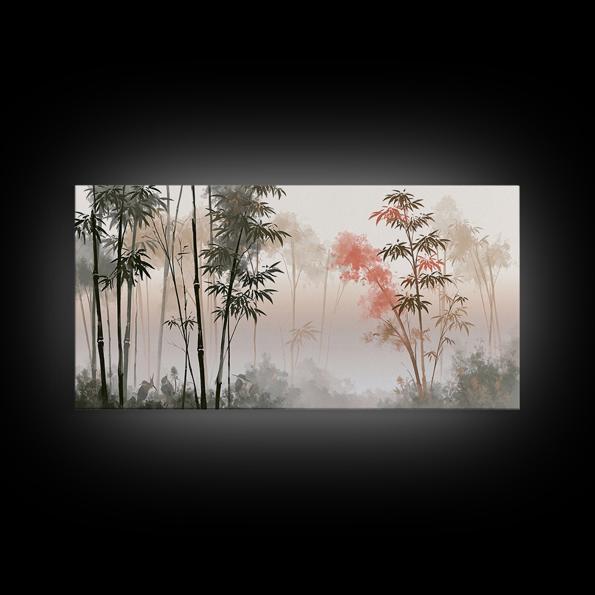 Misty Bamboo Forest Canvas Print, Spa Art, Dog Wall Art, Spa Decor, Fine Art, Serenity, Dog Canvas, Esthetician Decor, SPA-2x1-73