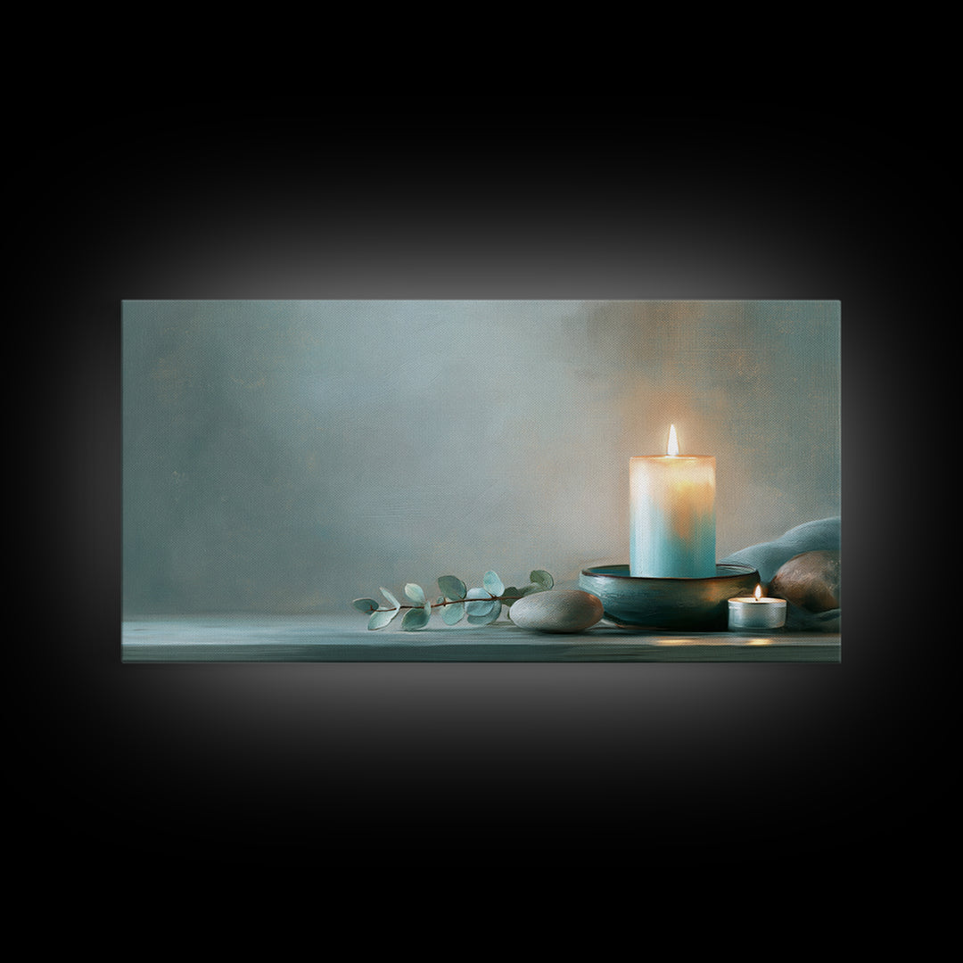 Warm Candle Flame Canvas Print, Spa Art, Abstract Print, Spa Decor, Oil Painting, Serenity, Esthetician Decor, Tarot Card Art, SPA-2x1-77
