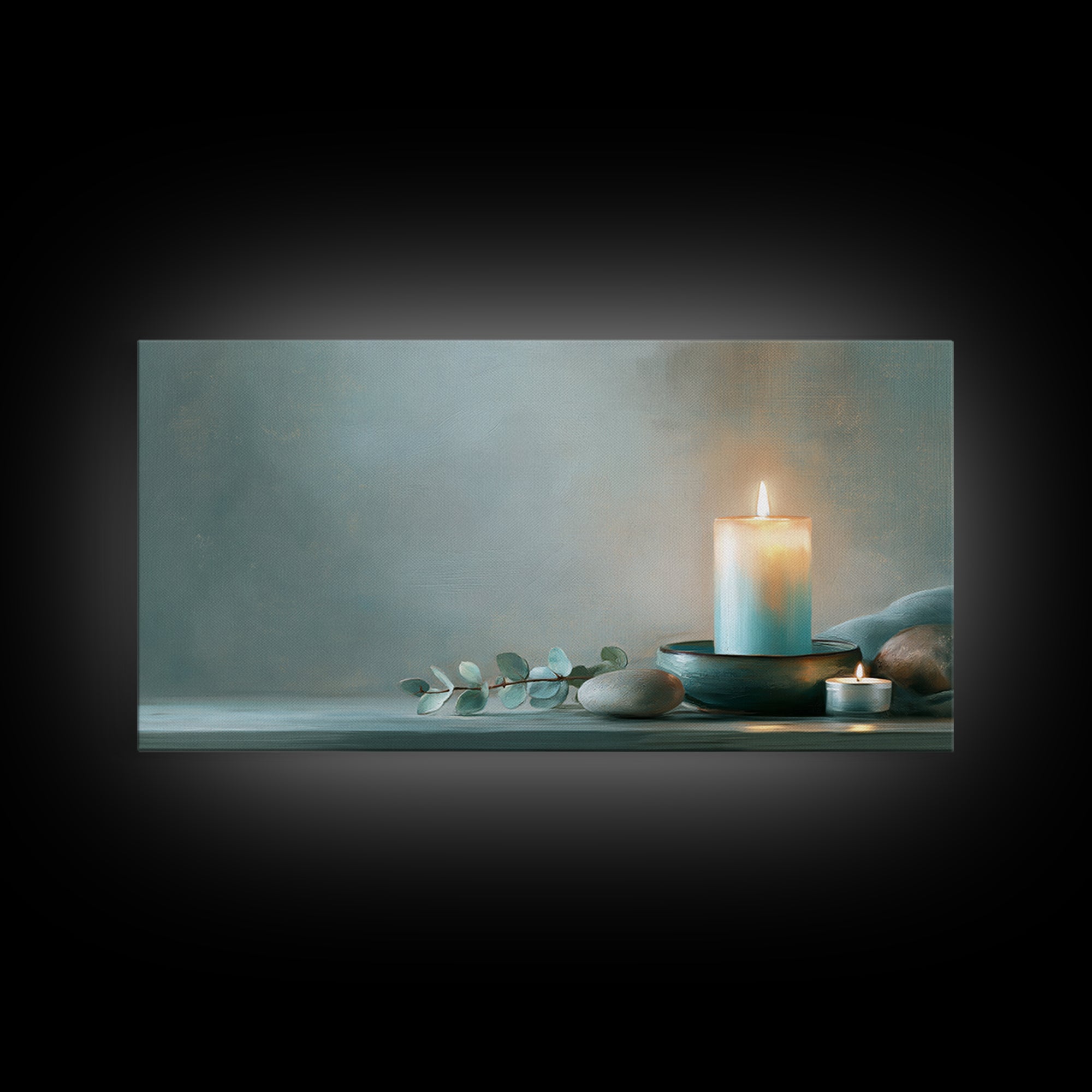 Warm Candle Flame Canvas Print, Spa Art, Abstract Print, Spa Decor, Oil Painting, Serenity, Esthetician Decor, Tarot Card Art, SPA-2x1-77