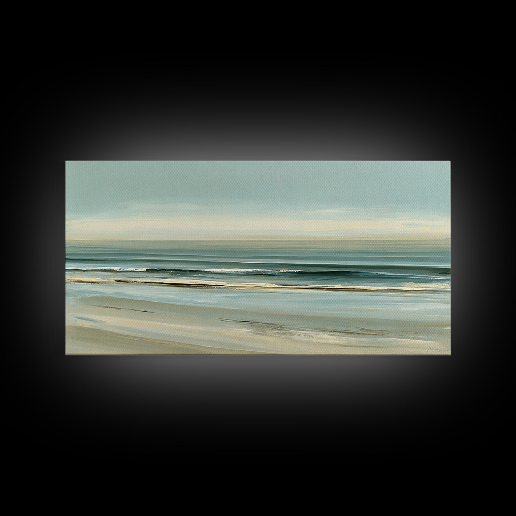 Coastal Horizon in Muted Spa Blues Canvas Print, Spa Art, Printable Wall Art, Spa Decor, Fine Art, Serenity, Feminine Wall Art, SPA-2x1-78