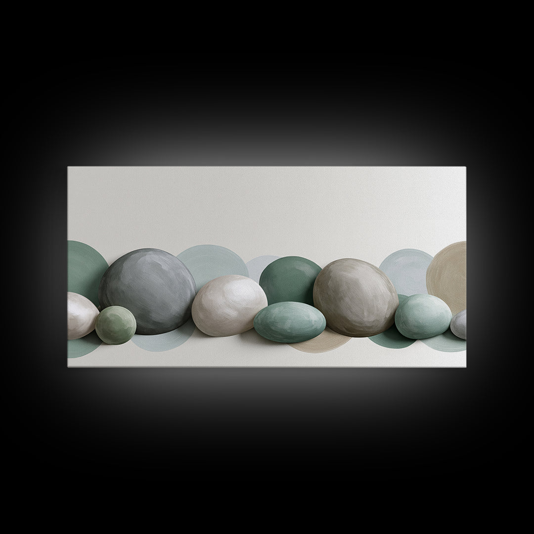 Pebble Texture Abstract Framed Canvas Print, Spa Art, Wall Decor, Spa Decor, Serenity, Minimalist Art, Feminine Wall Art, SPA-2x1-83