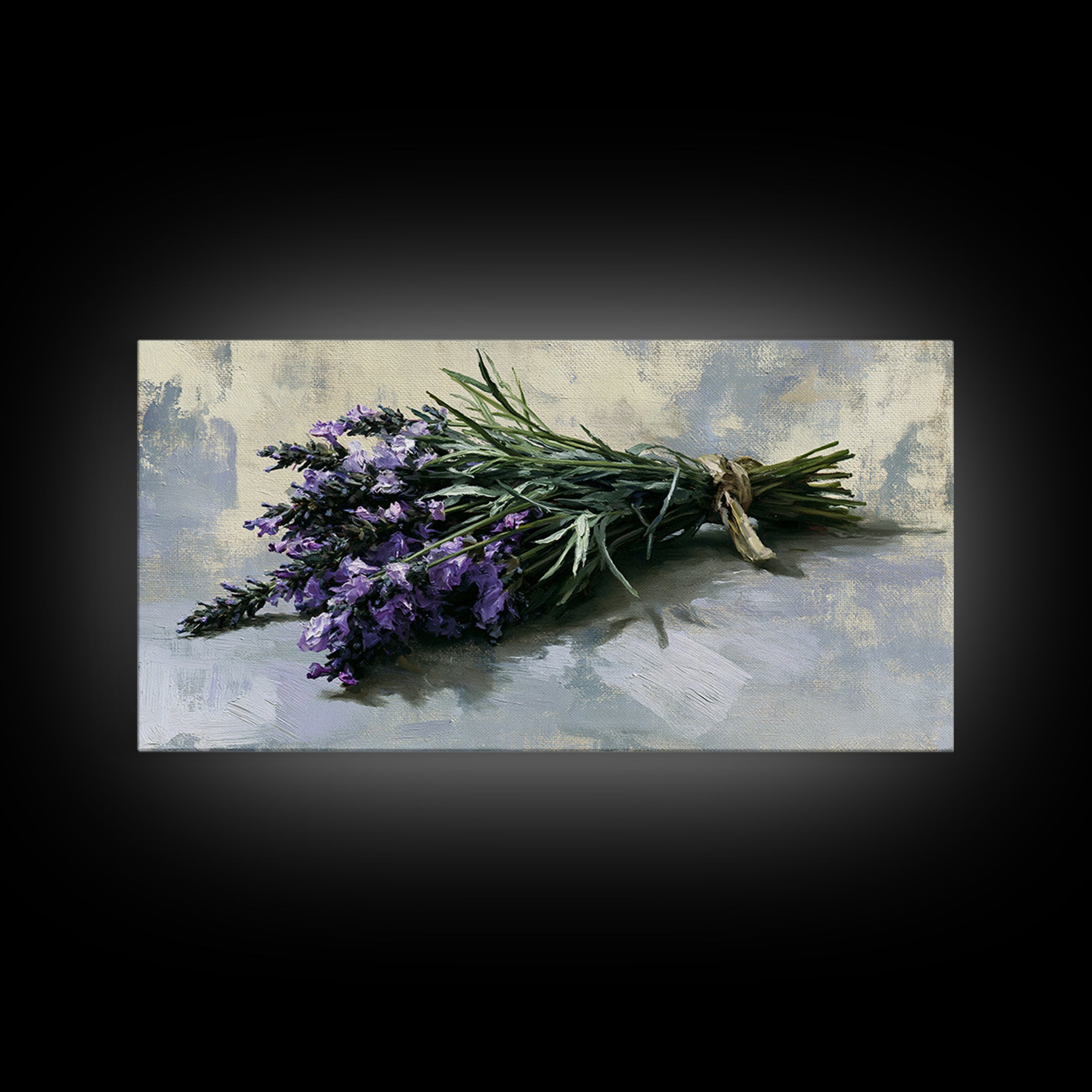 Lavender Bundle with Soft Shadow Framed Canvas Print, Spa Art, Animal Art, Spa Decor, Fine Art, Serenity, Gallery Decor, SPA-2x1-99