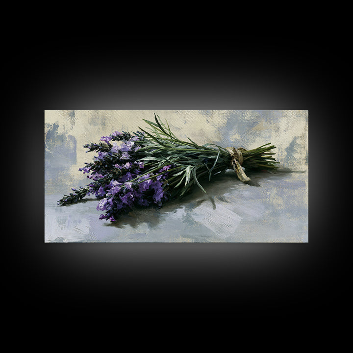 Lavender Bundle with Soft Shadow Framed Canvas Print, Spa Art, Animal Art, Spa Decor, Fine Art, Serenity, Gallery Decor, SPA-2x1-99