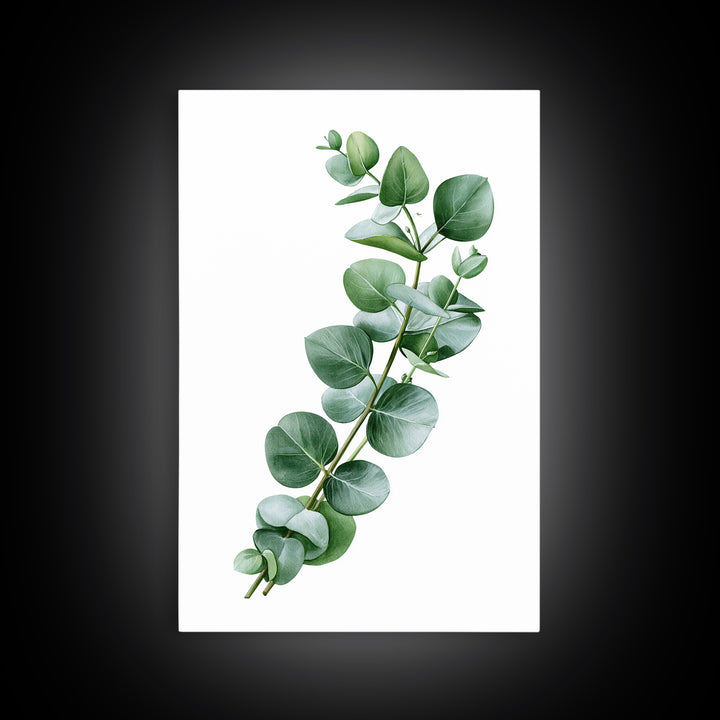 Eucalyptus Branch in Soft Green Watercolor Canvas Print, Spa Art, Textured Painting, Spa Decor, Serenity, Travel Poster, SPA-2x3-11