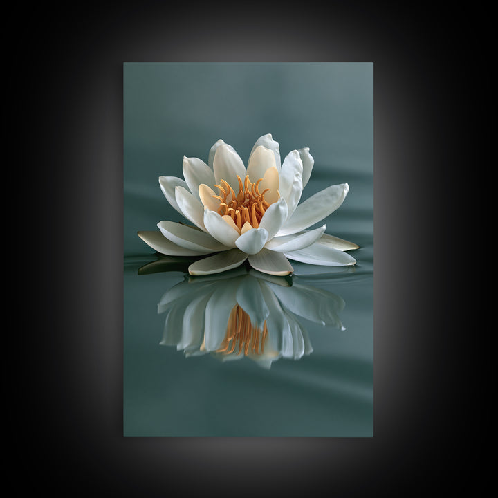 Lotus Flower Floating on Still Pond Framed Canvas Print, Spa Art, Black Woman Art, Spa Decor, Serenity, Modern Home Decor, SPA-2x3-12