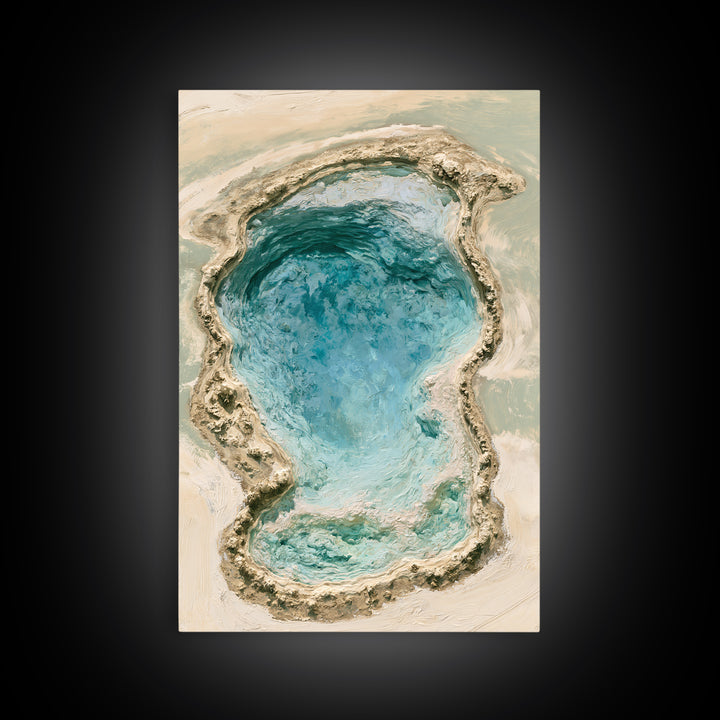Blue Lagoon Water Seen from Above Framed Canvas Print, Spa Art, Salon Decor, Spa Decor, Fine Art, Serenity, Statement Artwork, SPA-2x3-28