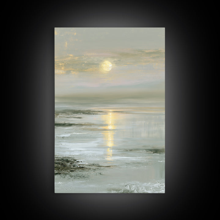 Moonlit Lake Reflection Canvas Print, Spa Art, Art, Spa Decor, Serenity, Abstract Print, Minimalist Art, Feminine Wall Art, SPA-2x3-31