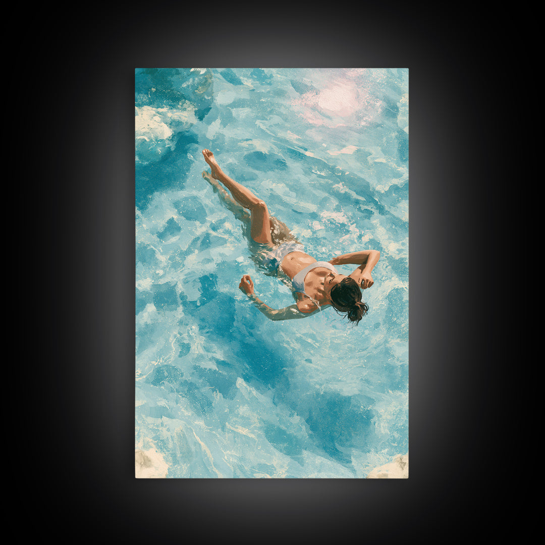Blue Lagoon Water Seen from Above Framed Canvas Print, Spa Art, Minimalist Decor, Spa Decor, Fine Art, Serenity, SPA-2x3-4