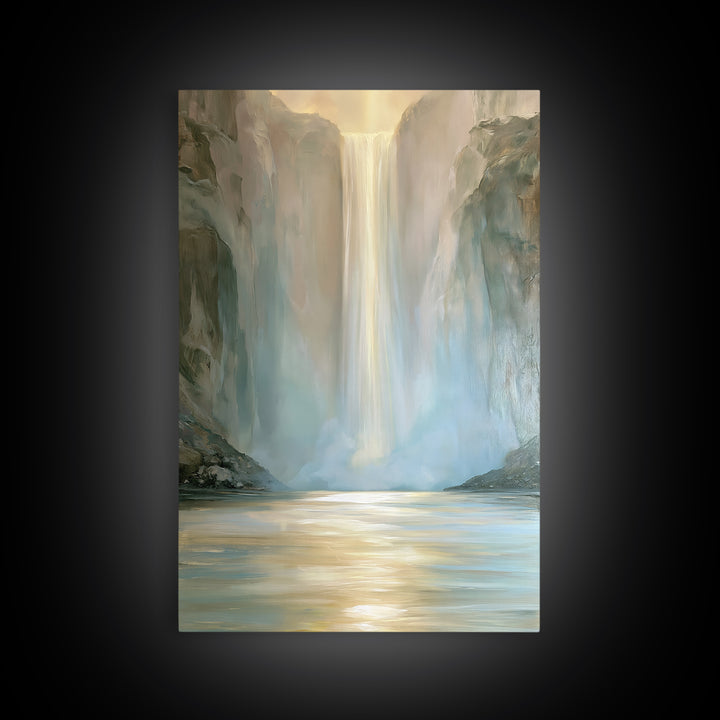 Serene Waterfall with Mist Canvas Print, Spa Art, Wall Decor, Spa Decor, Fine Art, Serenity, Minimalist Art, Feminine Wall Art, SPA-2x3-50
