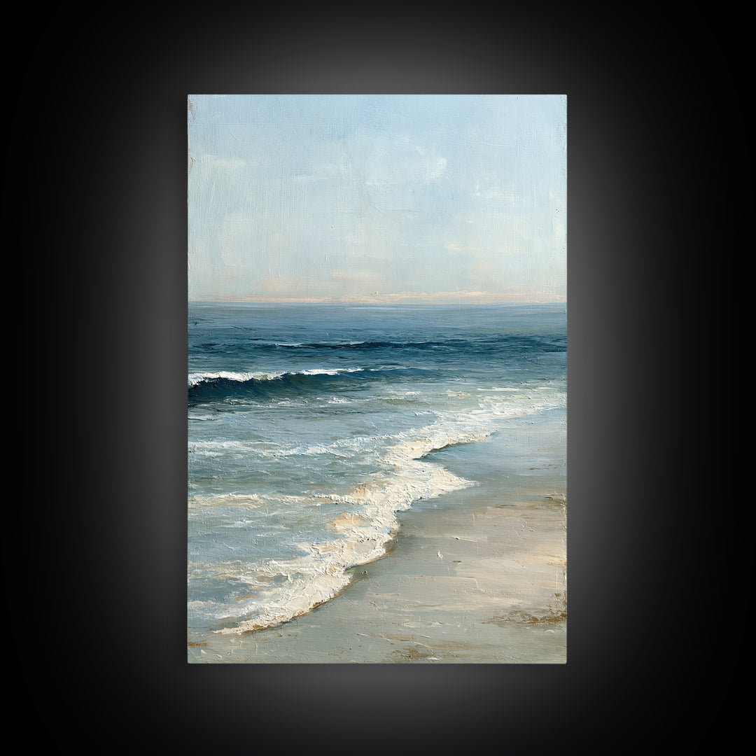 Coastal Horizon in Muted Spa Blues Canvas Print, Spa Art, Black Woman Art, Spa Decor, Fine Art, Serenity, Modern Home Decor, SPA-2x3-66