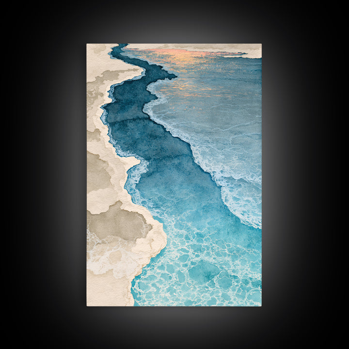 Blue Lagoon Water Seen from Above Framed Canvas Print, Spa Art, Teen Girl Room Decor, Spa Decor, Serenity, Luxury Decor, SPA-2x3-76