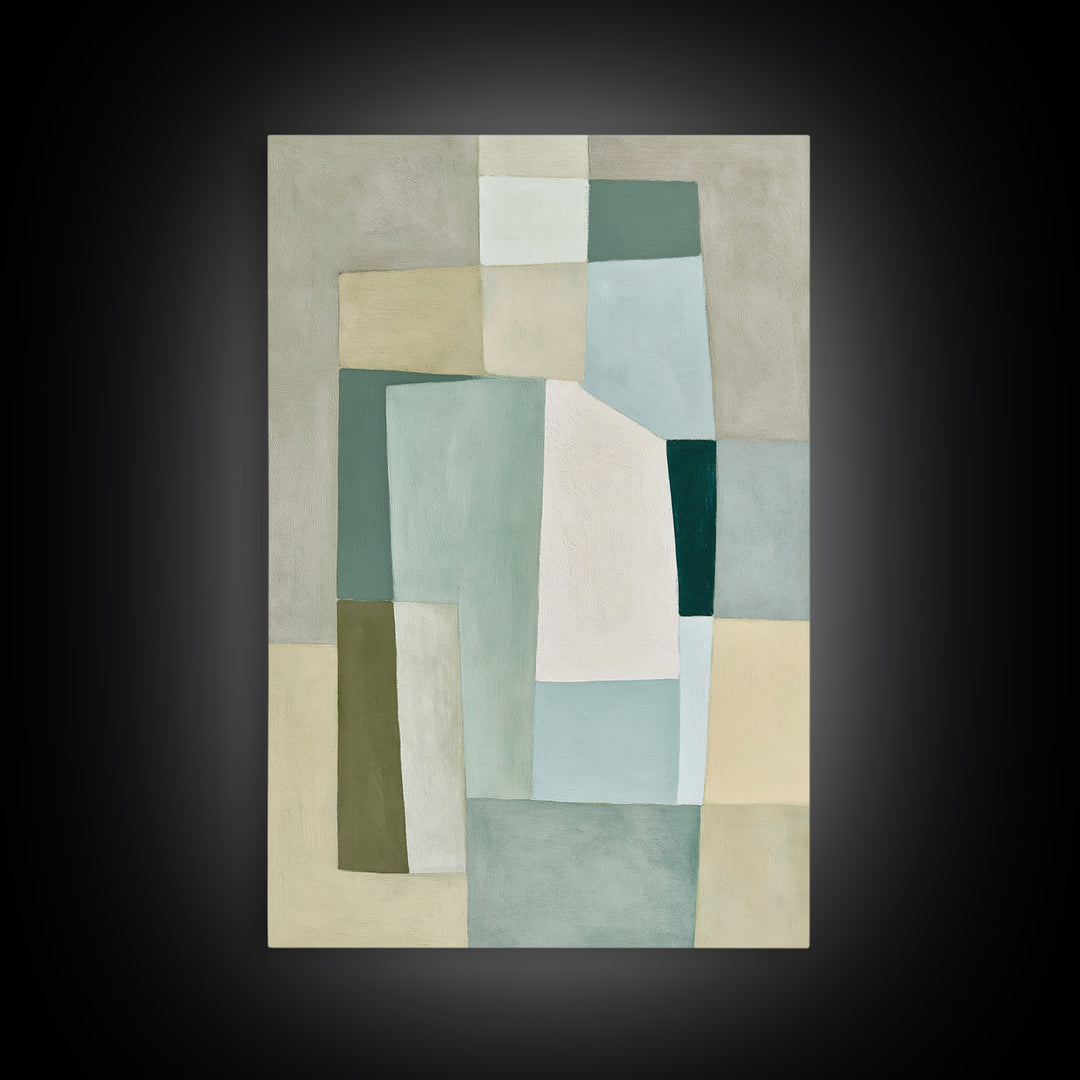 Sage and Ivory Geometric Calm Composition Canvas Print, Spa Art, Fashion Wall Art, Spa Decor, Abstract Art, Serenity, SPA-2x3-77