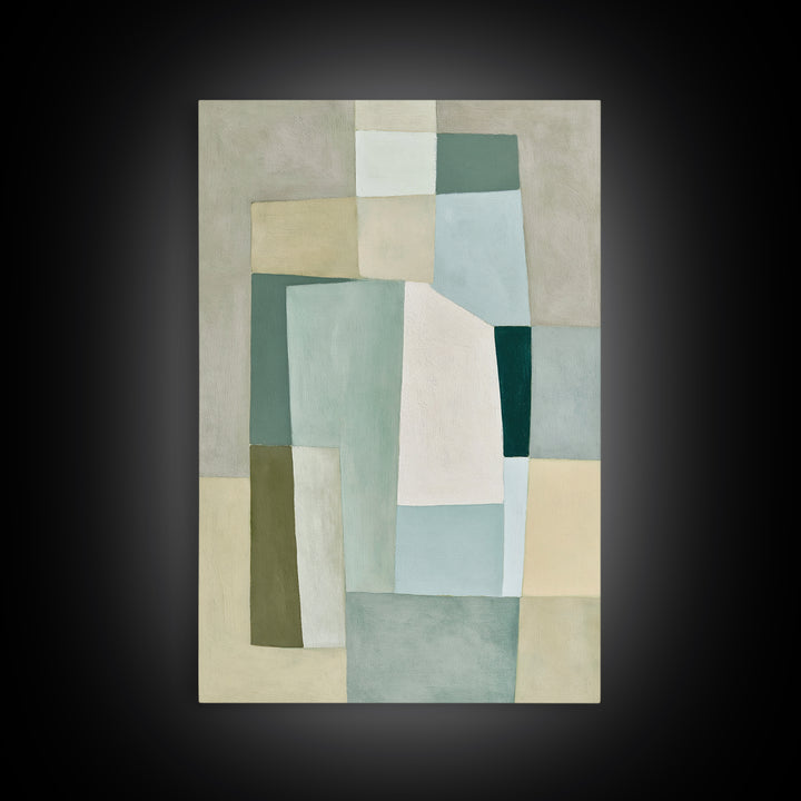 Sage and Ivory Geometric Calm Composition Canvas Print, Spa Art, Fashion Wall Art, Spa Decor, Abstract Art, Serenity, SPA-2x3-77