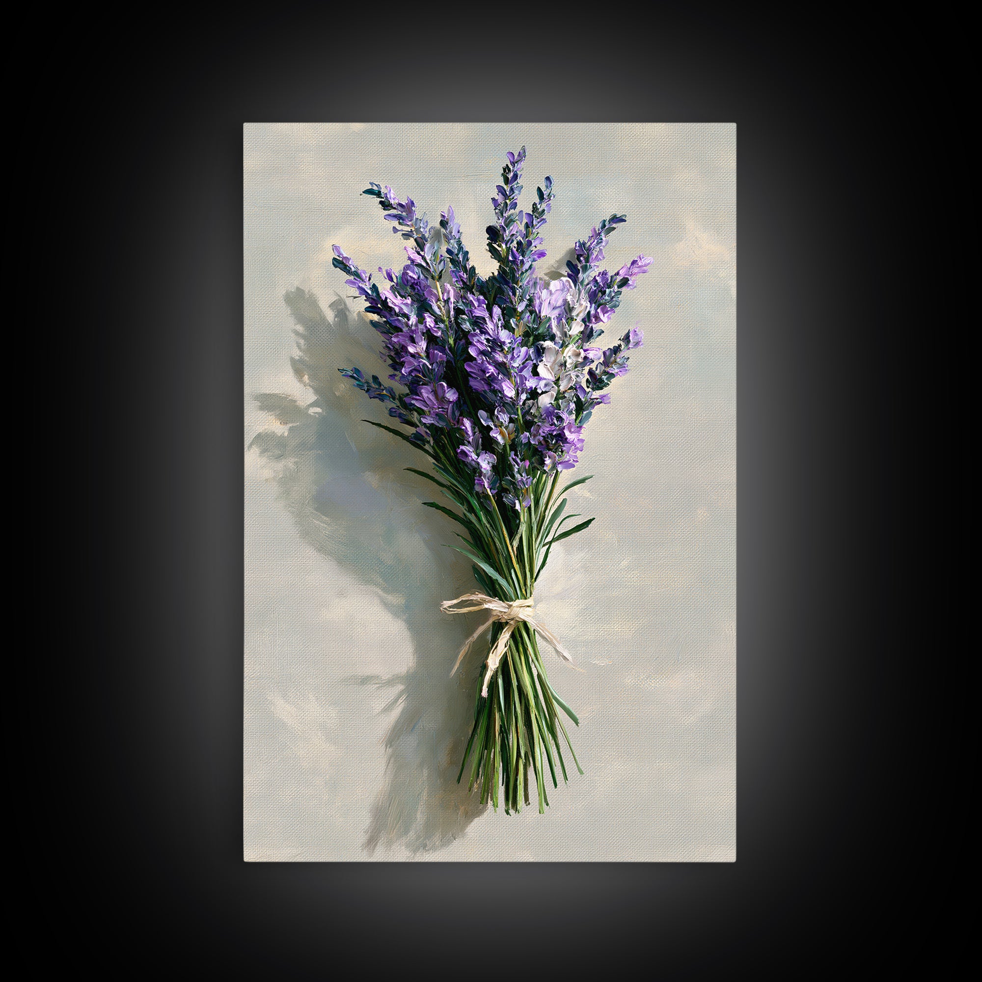 Lavender Bundle with Soft Shadow Framed Canvas Print, Spa Art, Esthetician Decor, Spa Decor, Fine Art, Serenity, Room Decor, SPA-2x3-87