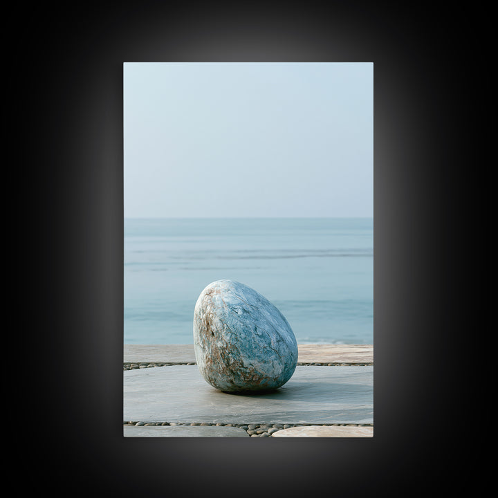 Coastal Horizon in Muted Spa Blues Framed Canvas Print, Spa Art, Spa, Spa Decor, Oil Painting, Serenity, Teen Girl Room Decor, SPA-2x3-90