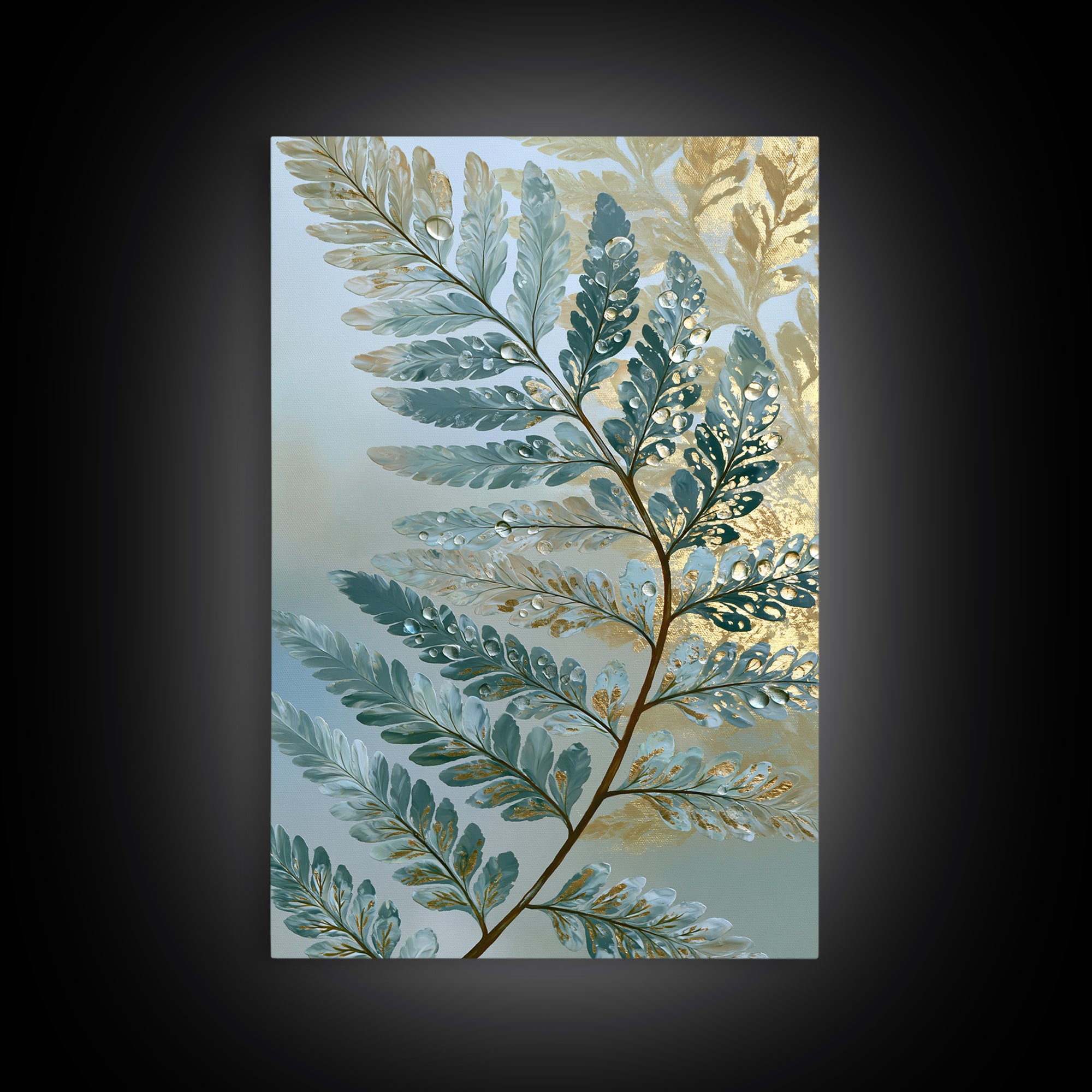 Fern Leaf Closeup Canvas Print, Spa Art, Tarot Card Art, Spa Decor, Watercolor Art, Serenity, Textured Painting, SPA-2x3-91