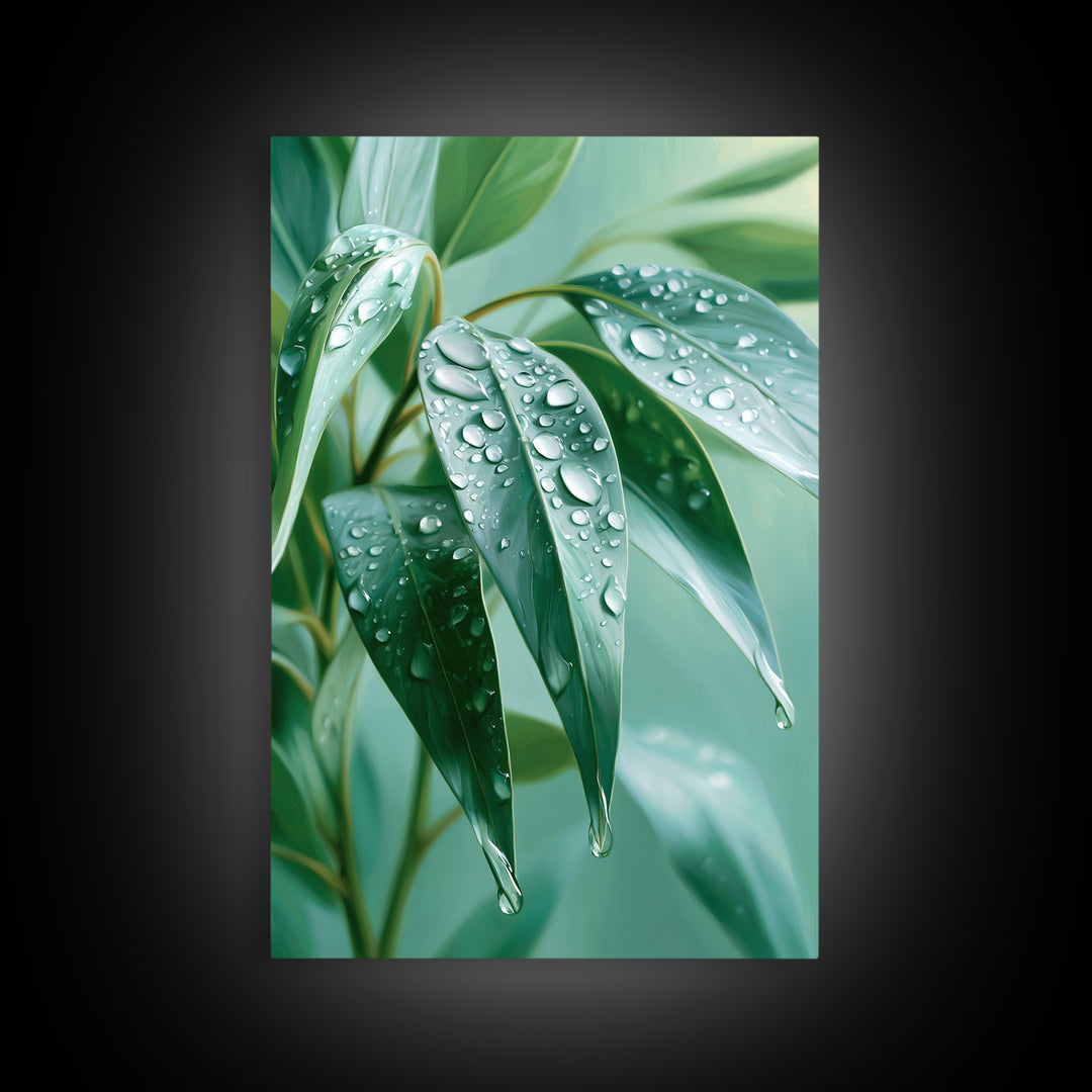 Rain on Leaves Canvas Print, Spa Art, Animal Art, Spa Decor, Fine Art, Serenity, Gallery Decor, Neutral Decor, Modern Decor, SPA-2x3-96