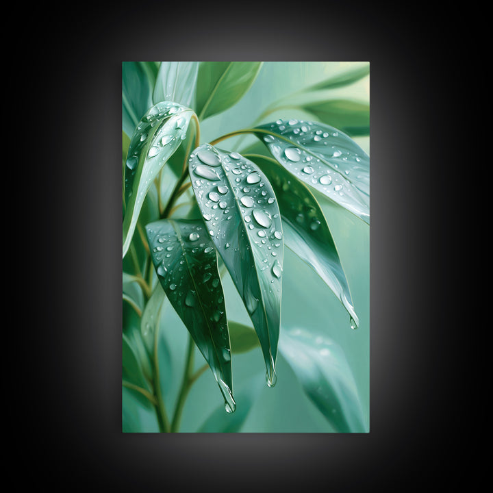 Rain on Leaves Canvas Print, Spa Art, Animal Art, Spa Decor, Fine Art, Serenity, Gallery Decor, Neutral Decor, Modern Decor, SPA-2x3-96