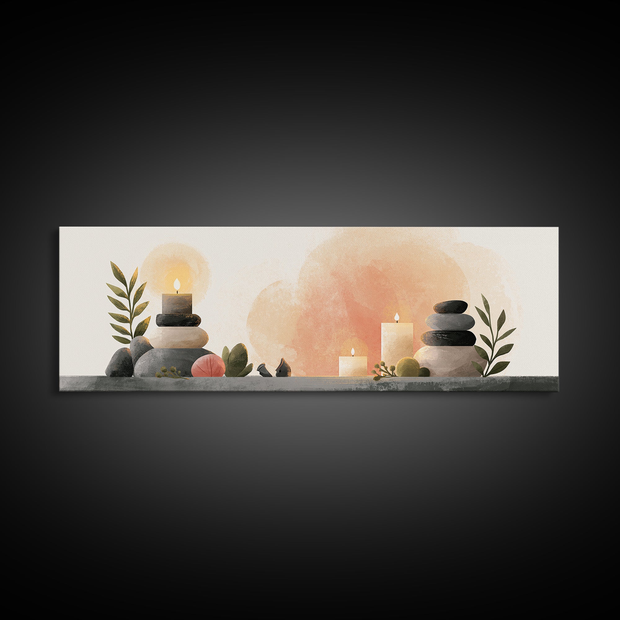 Warm Candle Flame Framed Canvas Print, Spa Art, Fashion Wall Art, Spa Decor, Fine Art, Serenity, Modern Decor, Fine Art Print, SPA-3x1-1