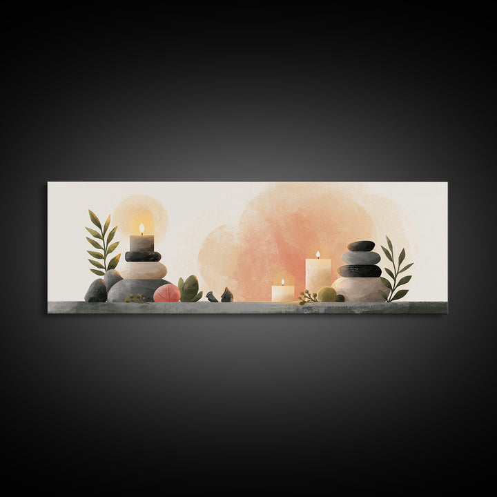 Warm Candle Flame Framed Canvas Print, Spa Art, Fashion Wall Art, Spa Decor, Fine Art, Serenity, Modern Decor, Fine Art Print, SPA-3x1-1