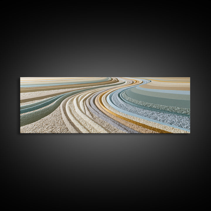 Sand Garden Lines Canvas Print, Spa Art, Textured Painting, Spa Decor, Fine Art, Serenity, Travel Poster, Abstract, SPA-3x1-100