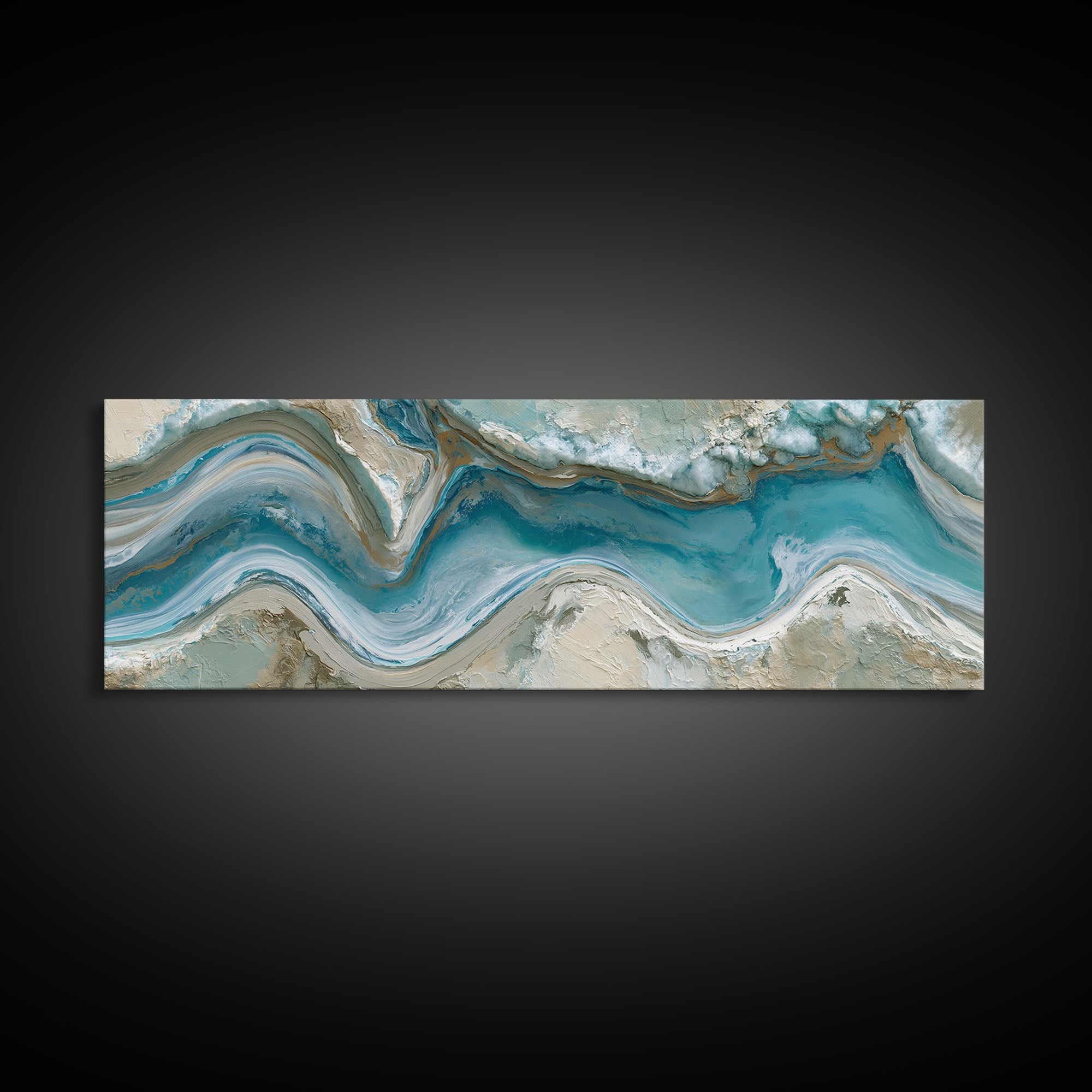 Blue Lagoon Water Seen from Above Framed Canvas Print, Spa Art, Teen Girl Room Decor, Spa Decor, Serenity, Luxury Decor, SPA-3x1-12