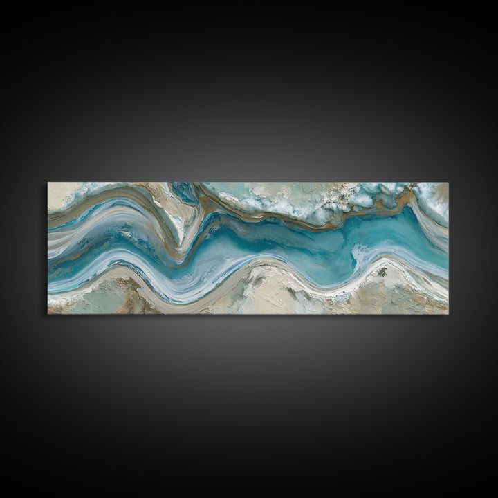 Blue Lagoon Water Seen from Above Framed Canvas Print, Spa Art, Teen Girl Room Decor, Spa Decor, Serenity, Luxury Decor, SPA-3x1-12