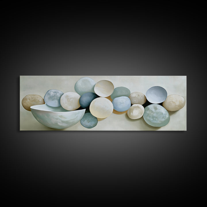 Pebble Texture Abstract Canvas Print, Spa Art, Textured Painting, Spa Decor, Fine Art, Serenity, Travel Poster, SPA-3x1-31