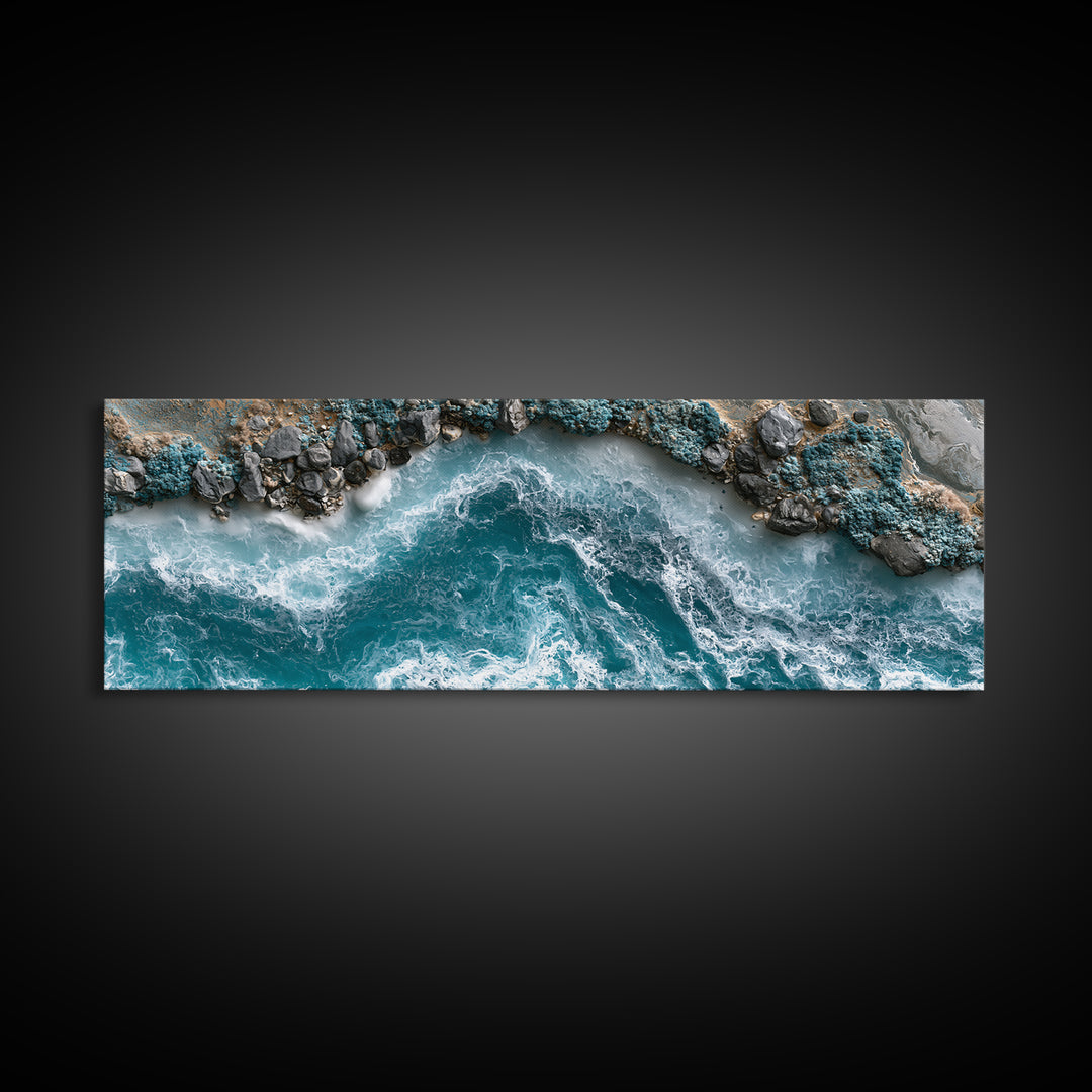 Blue Lagoon Water Seen from Above Canvas Print, Spa Art, Gallery Decor, Spa Decor, Fine Art, Serenity, Wall Art, Home Decor, SPA-3x1-36