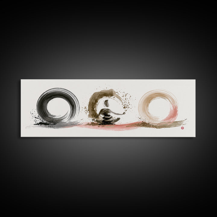 Minimal Zen Circle Brushstroke Canvas Print, Spa Art, Room Decor, Spa Decor, Fine Art, Serenity, Nature Prints, Travel Poster, SPA-3x1-48