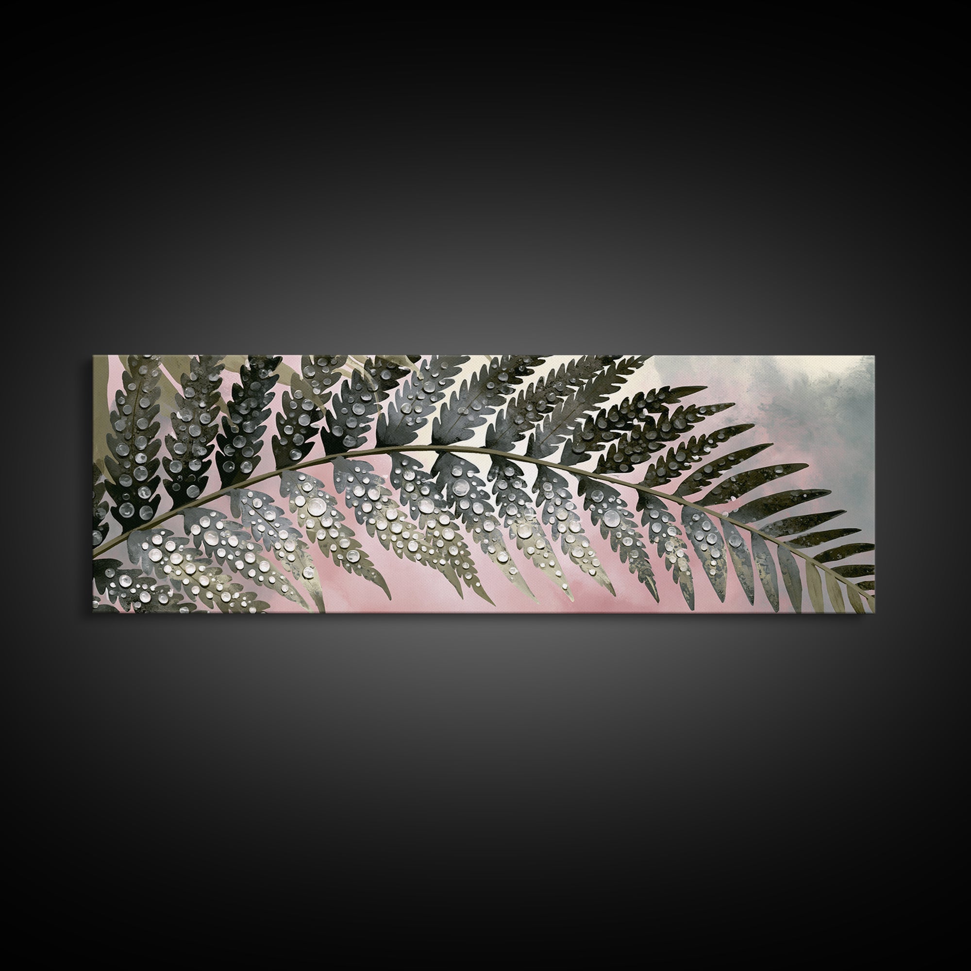 Fern Leaf Closeup Framed Canvas Print, Spa Art, Botanical Art, Spa Decor, Oil Painting, Serenity, Fashion Wall Art, SPA-3x1-51