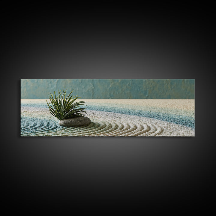 Sand Garden Lines Framed Canvas Print, Spa Art, Textured Painting, Spa Decor, Fine Art, Serenity, Travel Poster, Abstract, SPA-3x1-52